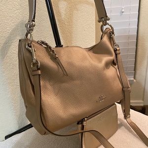 Coach Silver/Platinum Mia Shoulder Or Crossbody Bag with Matching Wristlet